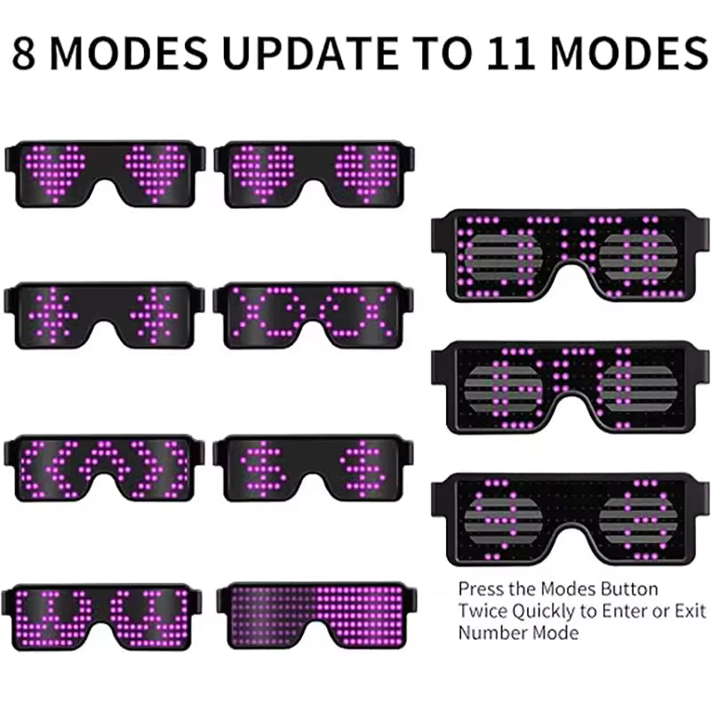 GlowFX LED Glasses - USB Rechargeable Light Up Party & Rave Sunglasses